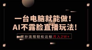 一台电脑就能做!AI不露脸直播玩法,照抄流程轻松达标月入2W+-宝藏屋创业网