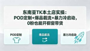 东南亚TK本土店实操-5月更新:POD定制+爆品截流+暴力冷启动,0粉也能开橱窗带货-宝藏屋创业网