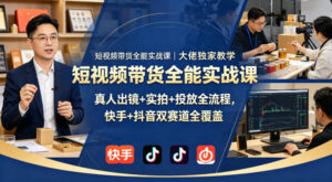 短视频带货全能实战课｜大佬独家教学，真人出镜+实拍+投放全流程，快手+抖音双赛道全覆盖-宝藏屋创业网