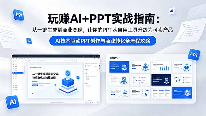 玩赚AI+PPT实战指南-更新5月13：从一键生成到商业变现，让你的PPT从自用工具升级为可卖产品-宝藏屋创业网