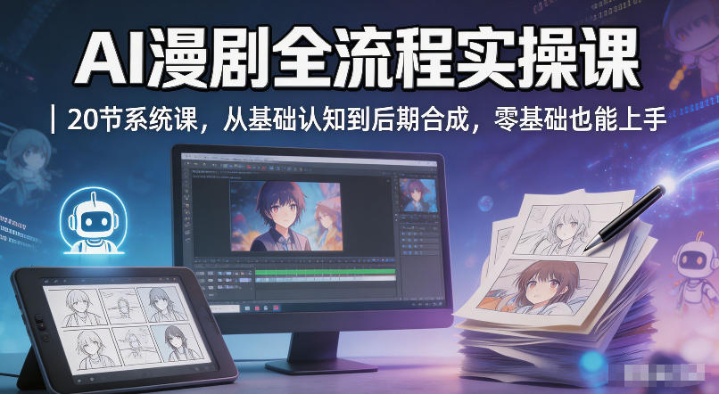 AI漫剧全流程实操课｜20节系统课，从基础认知到后期合成，零基础也能上手-宝藏屋创业网