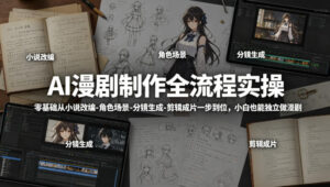 AI漫剧制作全流程实操，零基础从小说改编-角色场景-分镜生成-剪辑成片一步到位，小白也能独立做漫剧-宝藏屋创业网