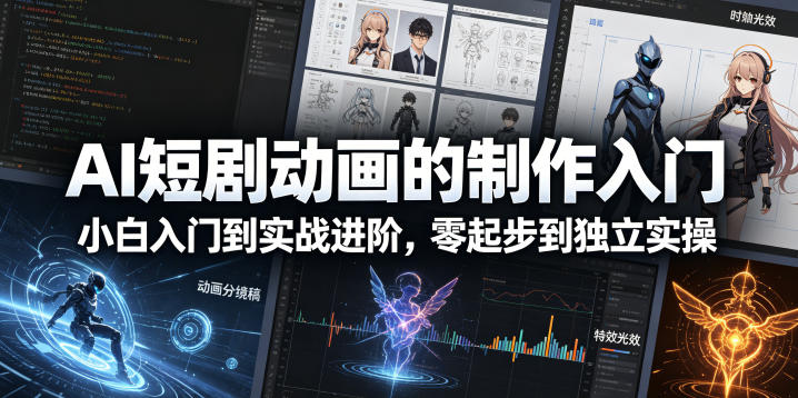 AI短剧动画的制作入门，小白入门到实战进阶，零起步到独立实操-宝藏屋创业网