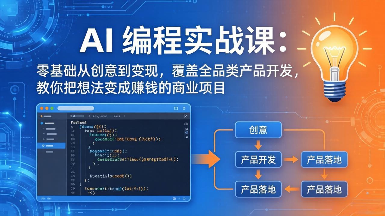 AI编程实战课-第三期-5月19更新：零基础从创意到变现，覆盖全品类产品开发，把想法变成赚钱项目-宝藏屋创业网