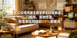 公众号流量主居家养生科普赛道，门槛低，落地性强，转发率比同级别99％都要高-宝藏屋创业网