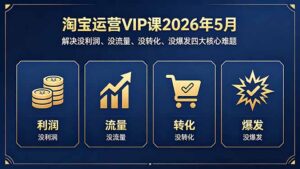 淘宝运营VIP课2026年5月：解决没利润、没流量、没转化、没爆发四大核心难题-宝藏屋创业网
