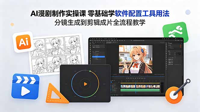 AI漫剧制作实操课 零基础学软件配置工具用法 分镜生成到剪辑成片全流程教学-宝藏屋创业网