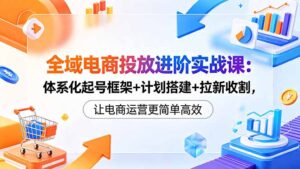 全域电商投放进阶实战课:体系化起号框架+计划搭建+拉新收割,让电商运营更简单高效-宝藏屋创业网
