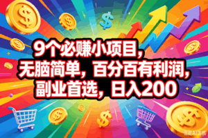 （18623期）9个必赚钱的小项目，百分百会赚米，无脑简单，副业首选，日入200+-宝藏屋创业网