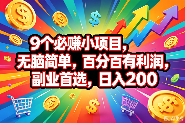 （18623期）9个必赚钱的小项目，百分百会赚米，无脑简单，副业首选，日入200+-宝藏屋创业网