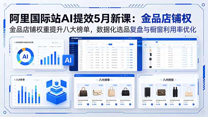 阿里国际站AI提效5月新课：金品店铺权重提升八大榜单，数据化选品复盘与橱窗利用率优化-宝藏屋创业网