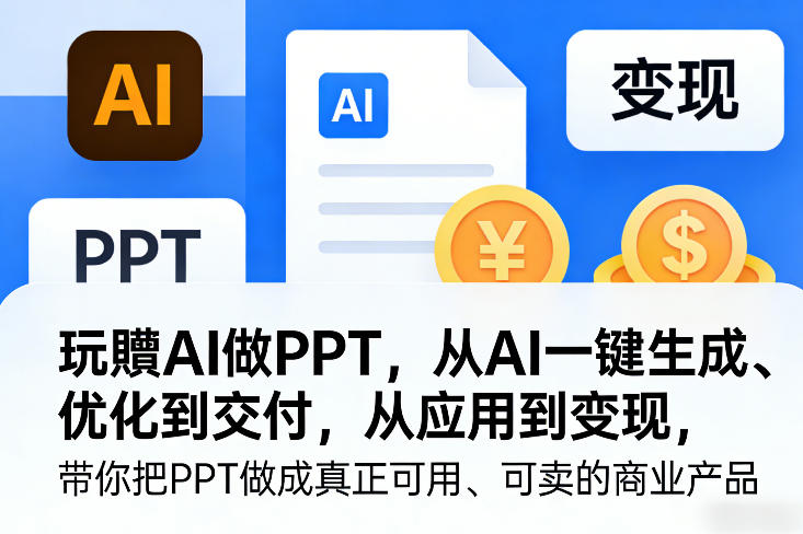 玩賺AI做PPT，从AI一键生成、优化到交付，从应用到变现，带你把PPT做成真正可用、可卖的商业产品（更新0513）-宝藏屋创业网