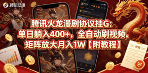 腾讯火龙漫剧协议挂G：单日躺入400+，全自动刷视频，矩阵放大月入1W【附教程】【揭秘】-宝藏屋创业网