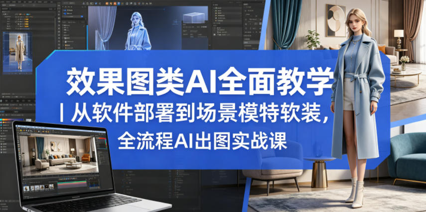效果图类AI全面教学｜从软件部署到场景模特软装，全流程AI出图实战课-宝藏屋创业网