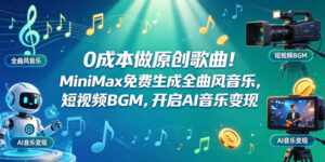0成本做原创歌曲!MiniMax免费生成全曲风音乐,短视频BGM,开启AI音乐变现-宝藏屋创业网