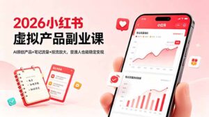 2026小红书虚拟产品副业课，AI原创产品+笔记流量+投流放大，普通人也能稳定变现-宝藏屋创业网