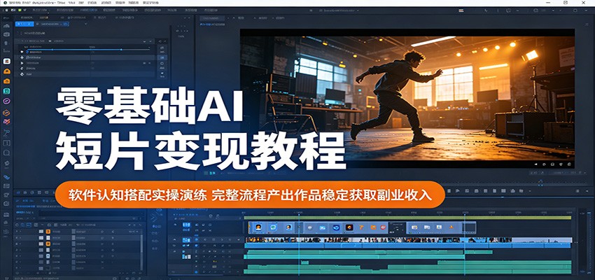 零基础AI短片变现教程：软件认知搭配实操演练，完整流程产出作品稳定获取副业收入-宝藏屋创业网