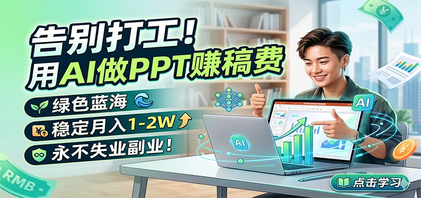 告别打工！用AI做PPT赚稿费，绿色蓝海，稳定月入1-2W，永不失业副业！-宝藏屋创业网