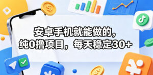 安卓手机就能做的，纯0撸项目，每天稳定30+-宝藏屋创业网