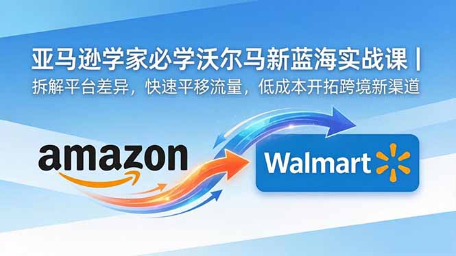 亚马逊卖家必学沃尔玛新蓝海实战课｜拆解平台差异，快速平移流量，低成本开拓跨境新渠道-宝藏屋创业网