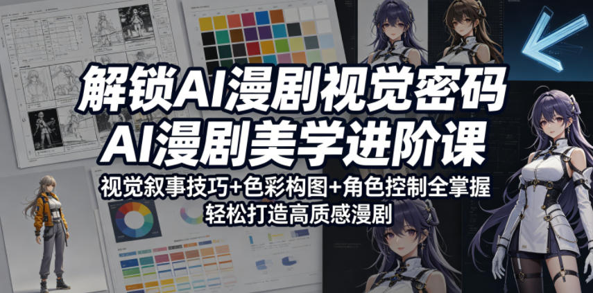 解锁AI漫剧视觉密码，AI漫剧美学进阶课，视觉叙事技巧+色彩构图+角色控制全掌握，轻松打造高质感漫剧-宝藏屋创业网