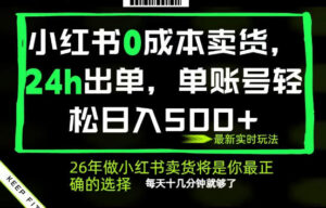 小红书0成本AI卖货,24小时出单,全流程托管,保底日入500+,每天十几分钟就够了【揭秘】-宝藏屋创业网