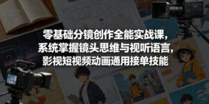 零基础分镜创作全能实战课,系统掌握镜头思维与视听语言,影视短视频动画通用接单技能-宝藏屋创业网