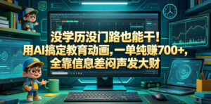 没学历没门路也能干!用AI搞定教育动画,一单纯賺700+,全靠信息差闷声发大财【揭秘】-宝藏屋创业网
