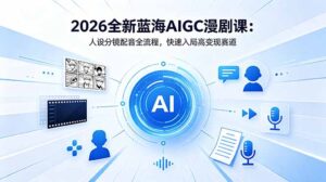 2026全新蓝海AIGC漫剧课:人设分镜配音全流程,快速入局高变现赛道-宝藏屋创业网