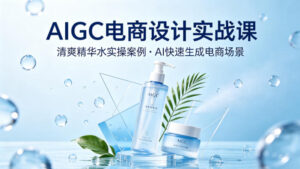 AIGC电商设计实战课，以清爽精华水为实操案例，教你用AI快速生成电商场景-宝藏屋创业网