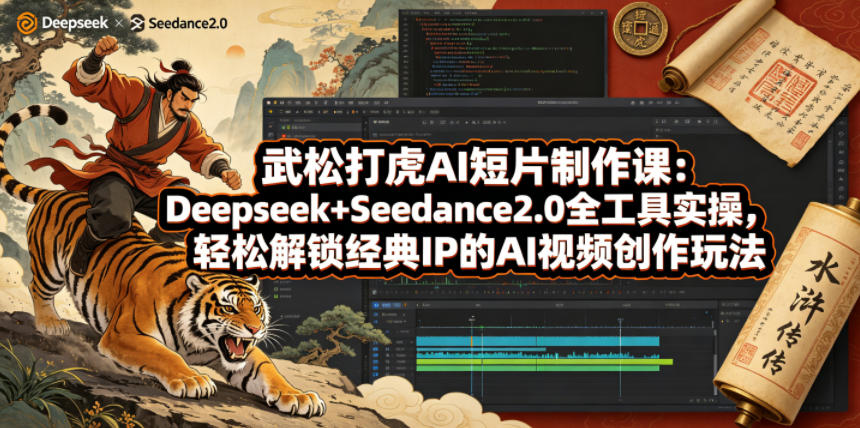武松打虎AI短片制作课：Deepseek+Seedance2.0全工具实操，轻松解锁经典IP的AI视频创作玩法-宝藏屋创业网
