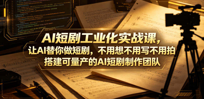AI短剧工业化实战课，让AI替你做短剧，不用想不用写不用拍，搭建可量产的AI短剧制作团队-宝藏屋创业网