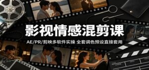 影视情感混剪课：AE/PR/剪映多软件实操，全套调色预设直接套用-宝藏屋创业网