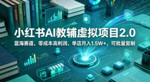 小红书AI教辅虚拟项目2.0，蓝海赛道，零成本高利润，单店月入1.5W+，可批量复制-宝藏屋创业网