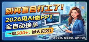别再盲目打工了!2026用AI做PPT全自动接单,一单5张+,当天见效!-宝藏屋创业网