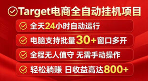 Target电商全自动挂G项目,电脑可批量30+窗口运行,日收益入800,全程无人值守,无需手动操作【揭秘】-宝藏屋创业网