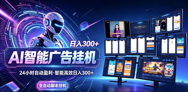 AI智能广告挂G项目，无需人工，单机稳定日入200+，可矩阵放大，24小时不间断刷广告賺收益【揭秘】-宝藏屋创业网