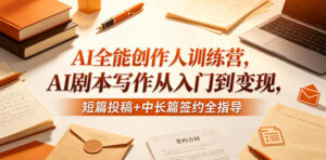 AI全能创作人训练营,AI剧本写作从入门到变现,短篇投稿+中长篇签约全指导-宝藏屋创业网