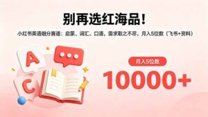 别再选红海品！小红书英语细分赛道：启蒙、词汇、口语，需求取之不尽，月入5位数(飞书+资料-宝藏屋创业网
