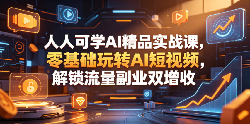 人人可学AI精品实战课，零基础玩转AI短视频，解锁流量副业双增收-宝藏屋创业网