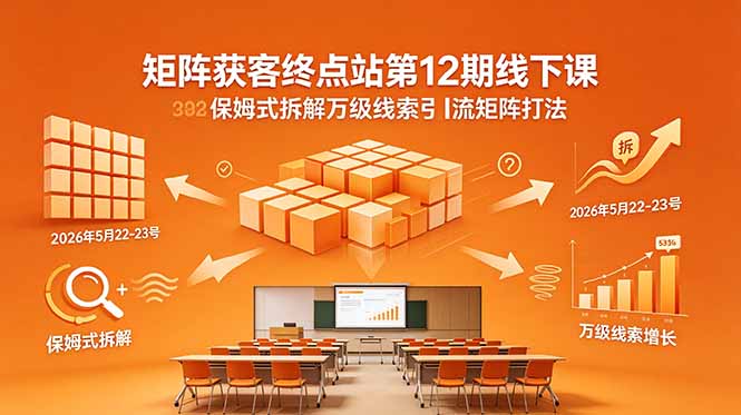 矩阵获客终点站第12期线下课 2026年5月22-23号 保姆式拆解万级线索引流矩阵打法-宝藏屋创业网
