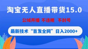 淘宝无人直播带货15.0，不封号，不违规，公域玩法，首发全网日入2000+-宝藏屋创业网