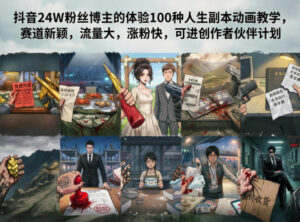 抖音24W粉丝博主的体验100种人生副本动画教学，赛道新颖，流量大，涨粉快，可进创作者伙伴计划-宝藏屋创业网