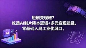 短剧变现难?吃透AI制片降本逻辑+多元变现途径,零基础入局工业化风口-宝藏屋创业网