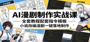 AI漫剧制作实战课：全套教程配套指令模板，小说改编漫剧一键落地制作-宝藏屋创业网