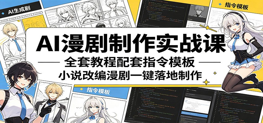 AI漫剧制作实战课：全套教程配套指令模板，小说改编漫剧一键落地制作-宝藏屋创业网