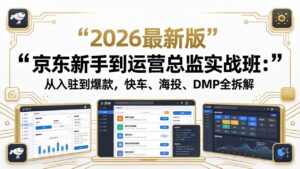 京东新手到运营总监实战班：从入驻到爆款，快车、海投、DMP全拆解，2026最新版-宝藏屋创业网