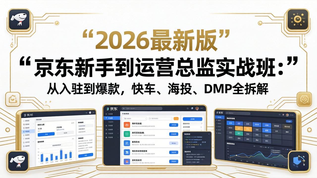 京东新手到运营总监实战班：从入驻到爆款，快车、海投、DMP全拆解，2026最新版-宝藏屋创业网