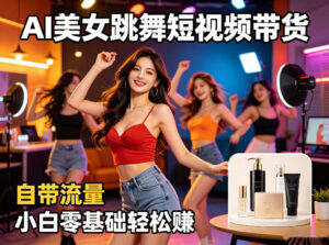 AI美女跳舞短视频带货：自带流量，小白零基础轻松賺，详细拆解-宝藏屋创业网