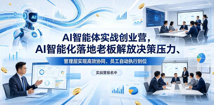 AI智能体实战创业营26年4月23-25号线下课，AI智能化落地老板解放决策压力、管理层实现高效协同、员工自动执行到位-宝藏屋创业网